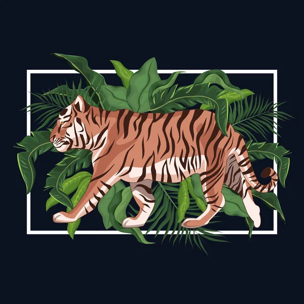 ジャングルの中で描く虎 — ストックベクタ