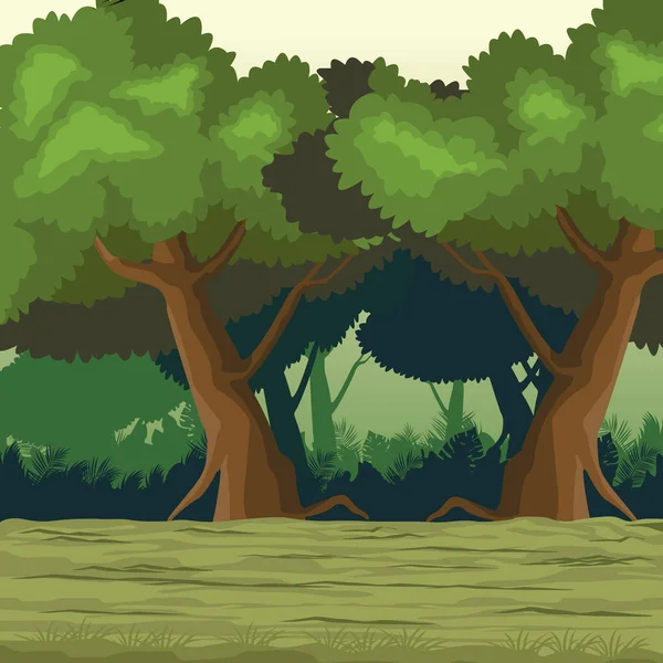 Jungle paysage dessin animé — Image vectorielle