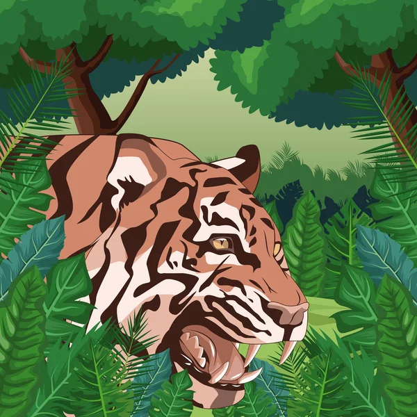 Tiger in the jungle — Stock Vector