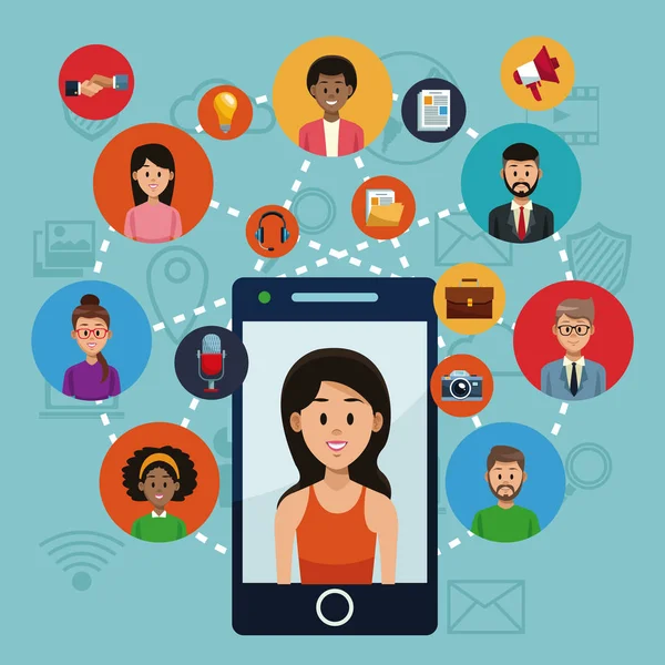 Smartphone ve sosyal medya — Stok Vektör