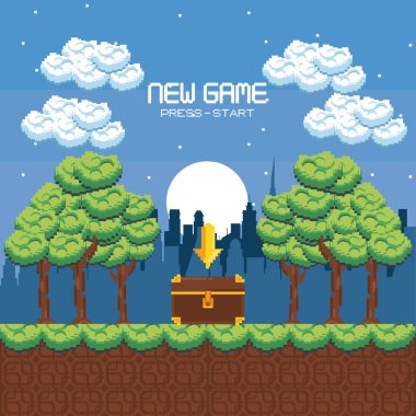 Pixelated kentsel videogame sahne