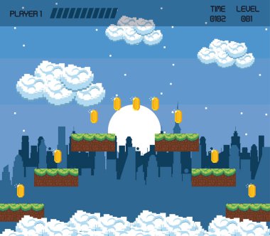 Pixelated kentsel videogame sahne