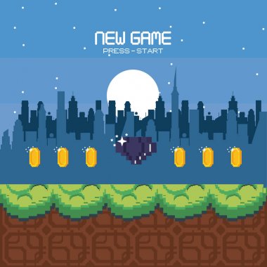 Pixelated kentsel videogame sahne