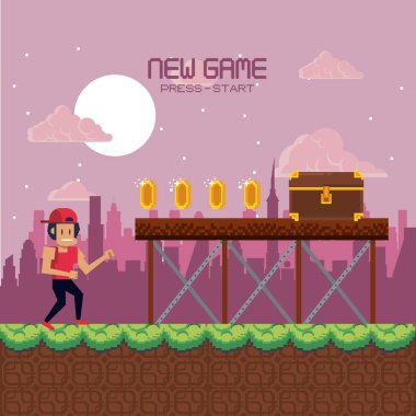 Pixelated kentsel videogame sahne