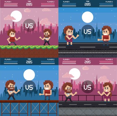 Pixelated kentsel videogame sahne