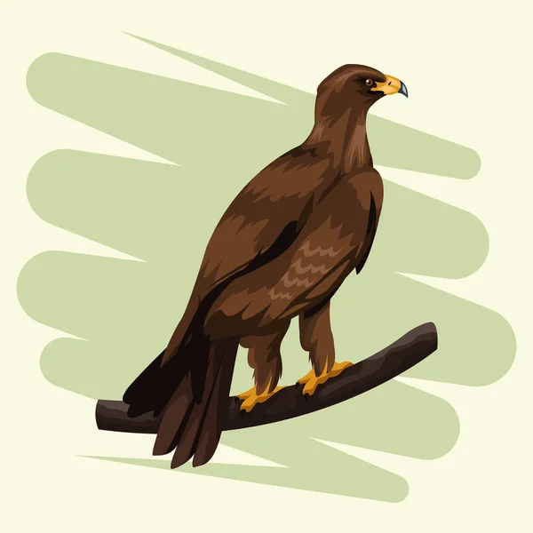 Águila en dibujo de rama — Vector de stock