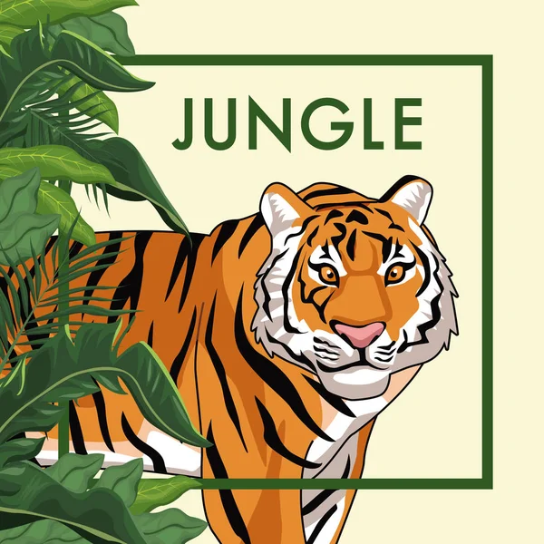 Tigre en la selva — Vector de stock