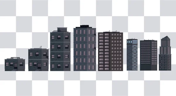 İzole Pixelated binalar — Stok Vektör