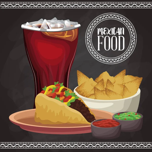 Kartu menu makanan Meksiko - Stok Vektor