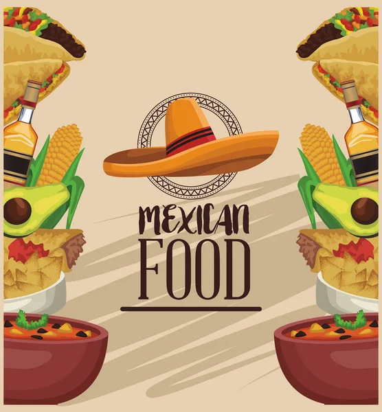Kartu menu makanan Meksiko - Stok Vektor