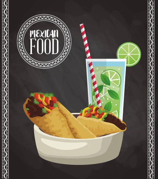 Carta menu cibo messicano — Vettoriale Stock