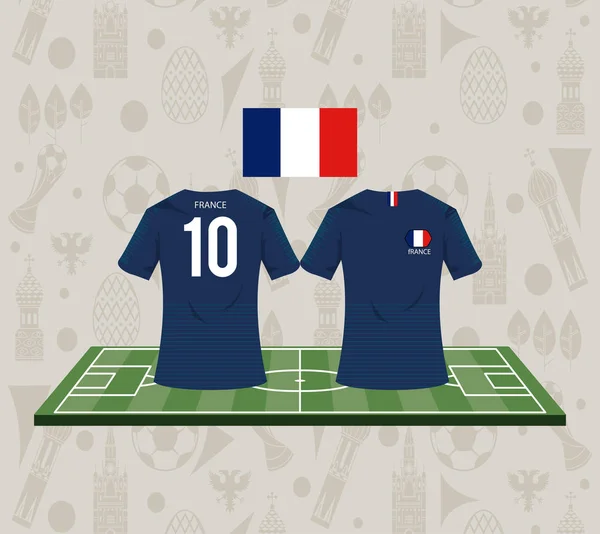 Ποδόσφαιρο Γαλλία αθλητικών φθορά tshirt — Διανυσματικό Αρχείο
