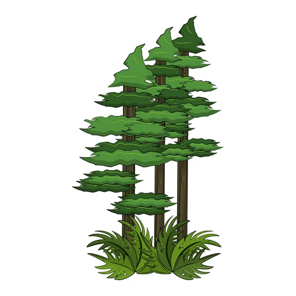 Bosque árboles dibujos animados — Vector de stock