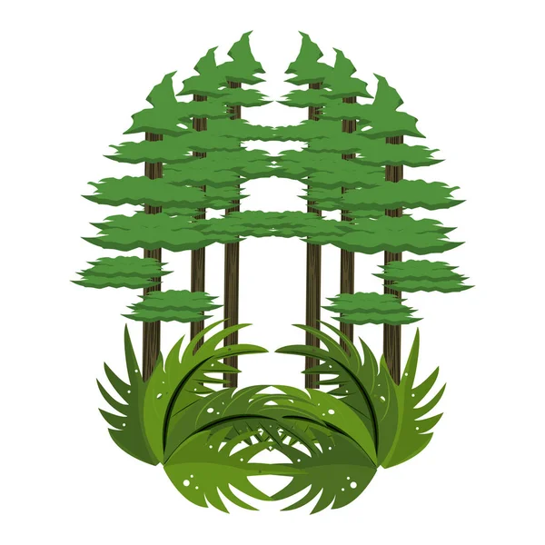 Alberi forestali cartone animato — Vettoriale Stock