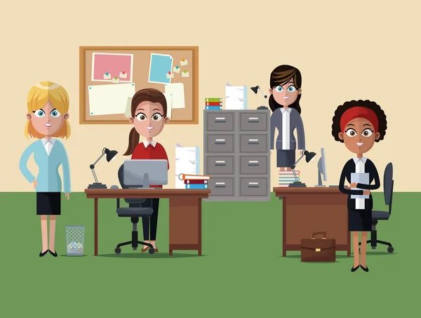 Coworkers at office cartoons — Stock Vector