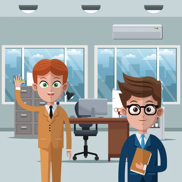 Coworkers at office cartoons — Stock Vector