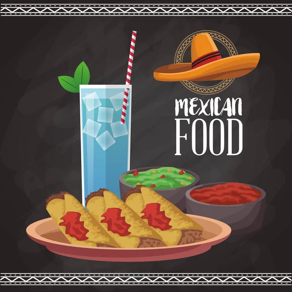 Tarjeta de menú de comida mexicana — Vector de stock
