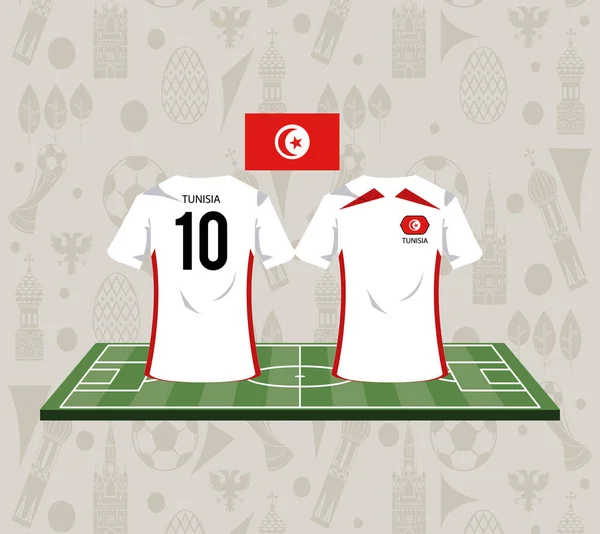 Futebol tunisia esporte desgaste tshirt — Vetor de Stock