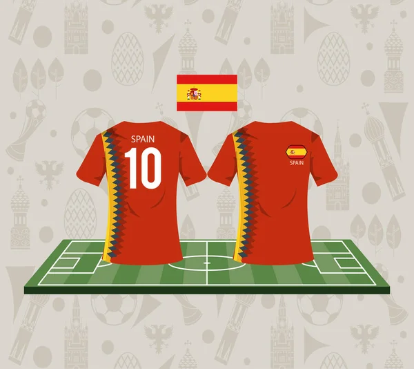 Ισπανία ποδόσφαιρο Αθλητισμός φθορά tshirt — Διανυσματικό Αρχείο