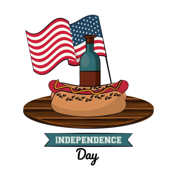 EUA cartão de dia de independência com fast food — Vetor de Stock