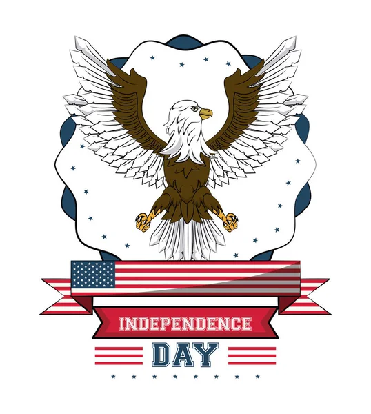 Usa Unabhängigkeitstag Karte mit Adler — Stockvektor