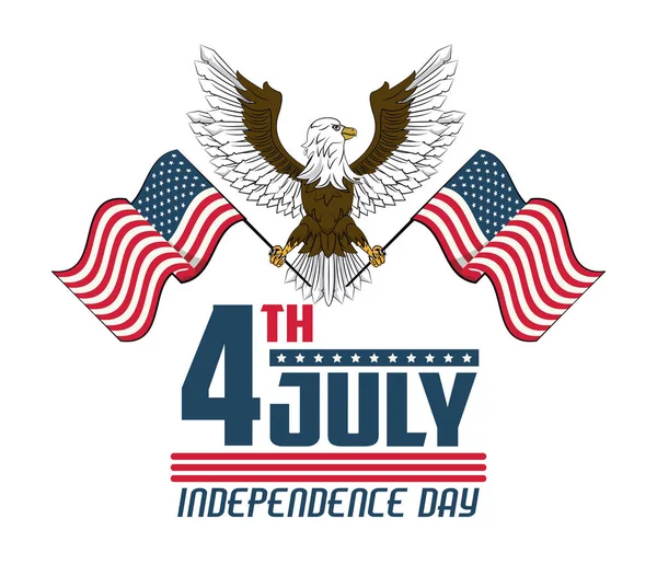 Tarjeta del día de la independencia de Estados Unidos con águila — Vector de stock