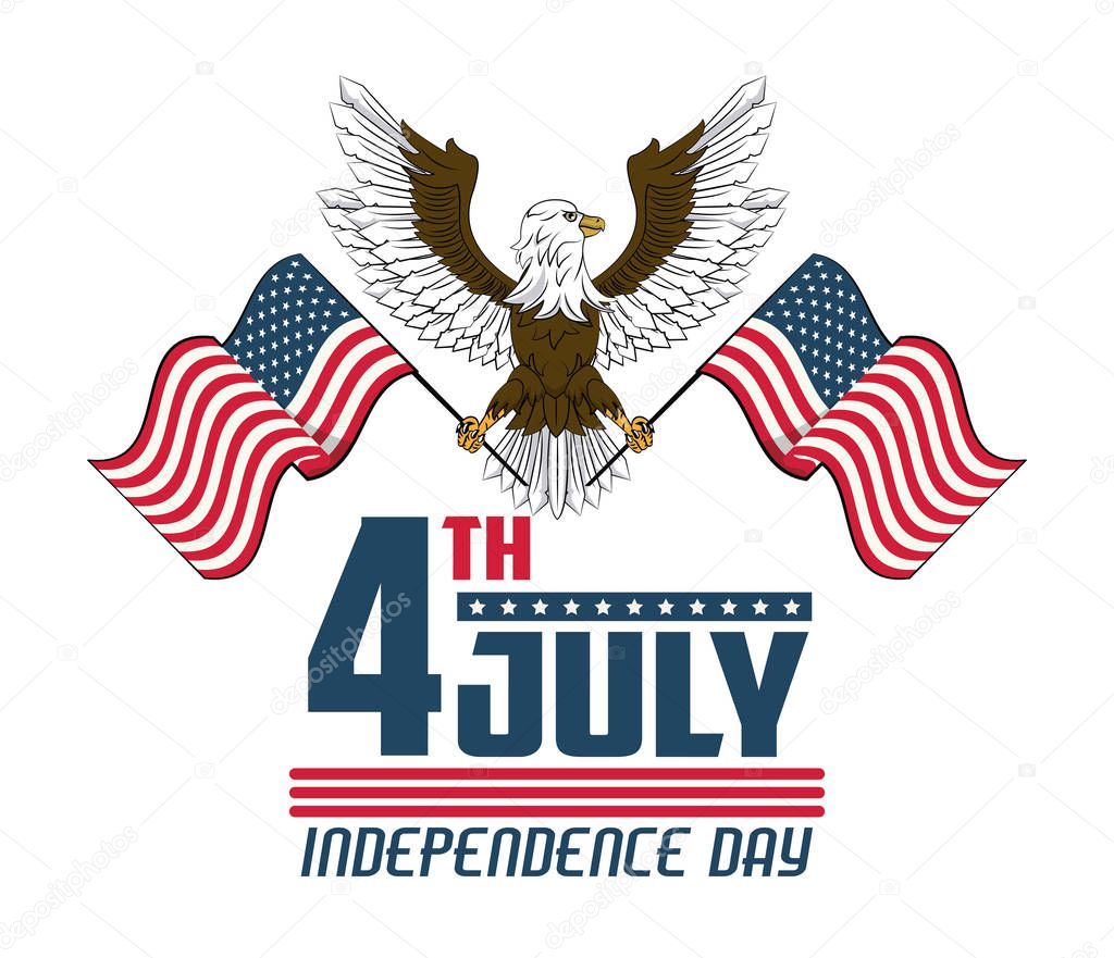 USA independence day card with eagle
