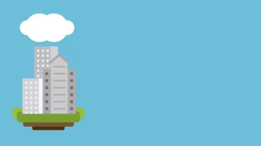 Şehri gökyüzüne Hd animasyon bina