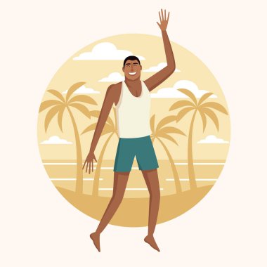 mutlu bir adam sahilde