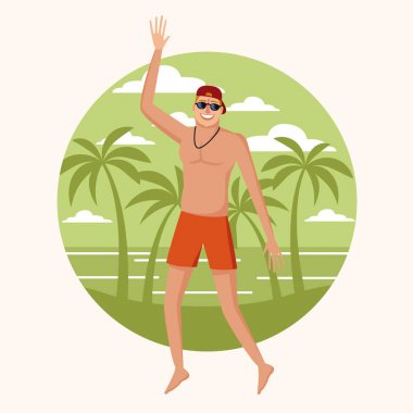 mutlu bir adam sahilde