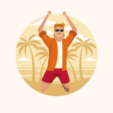 mutlu bir adam sahilde