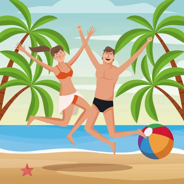 Summer, people and beach — Stock Vector