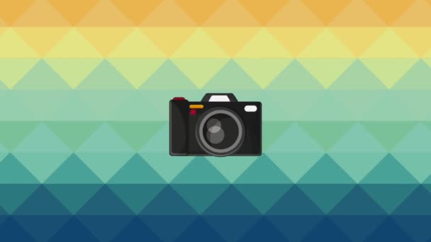 Vintage camera over colorful background HD definition — Stock Video