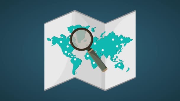 Recherche de lieux sur la carte du monde définition HD — Video