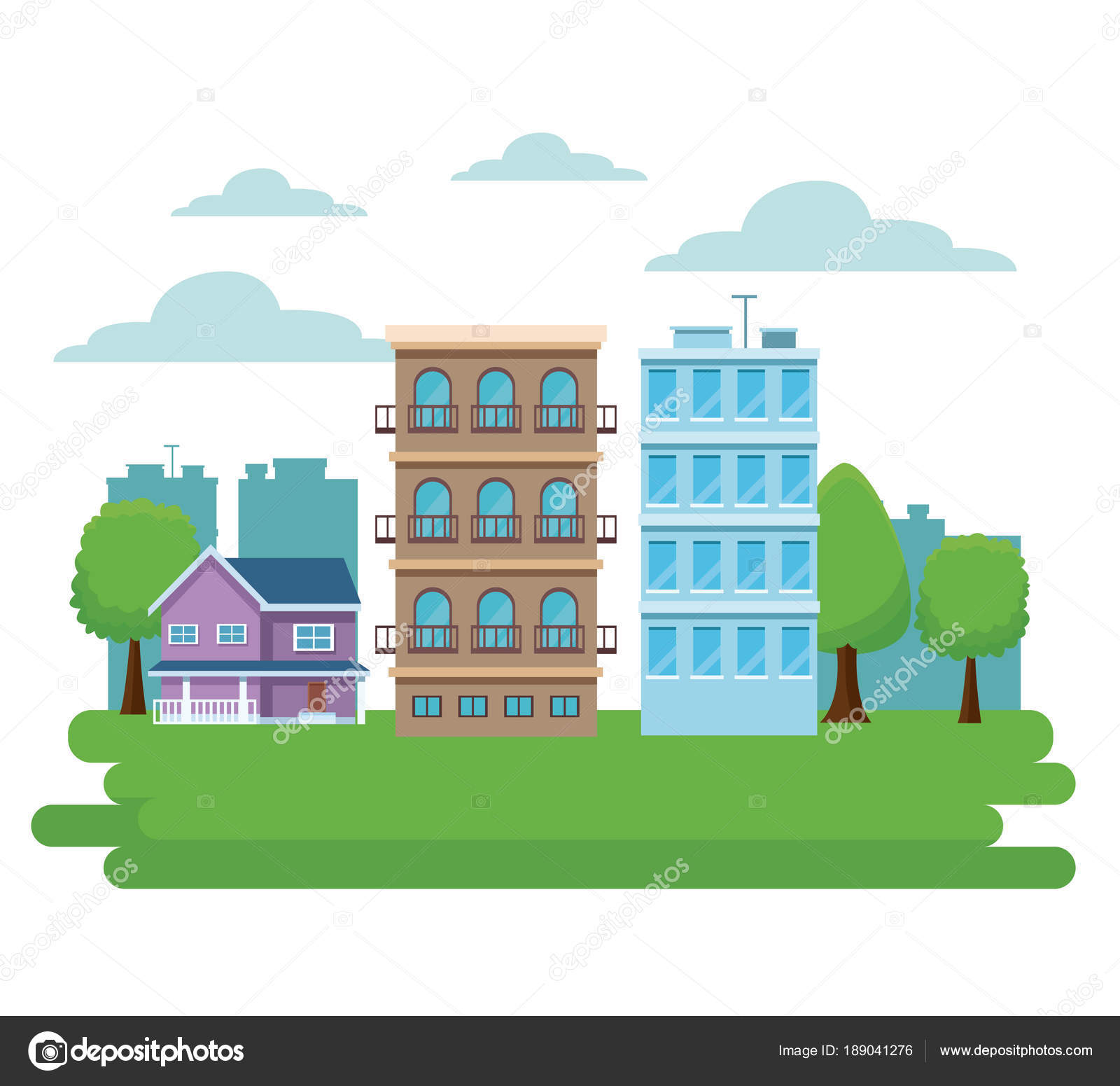 Downtown buildings cartoon Vector Art Stock Images | Depositphotos Downtown buildings cartoon Vector Art Stock Images | Depositphotos