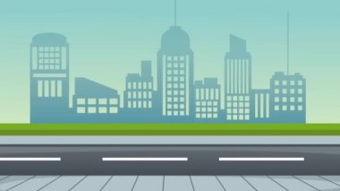 Cityscape ve yol bisiklet animasyon ile