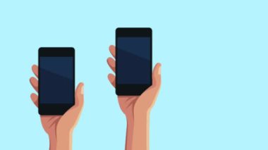 Menü uygulamaları animasyon ile Smartphone kullanarak eller