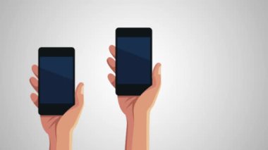 Kullanıcılar smartphone menü uygulamaları animasyon ile eller