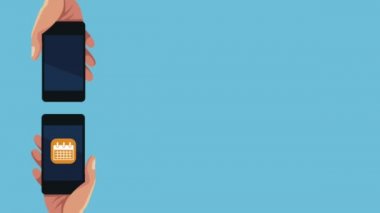 Menü uygulamaları animasyon ile eller kullanıcılar akıllı telefonlar