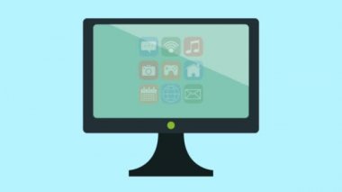 TV set uygulamalar menüsü ve Büyüteç camı animasyonlar