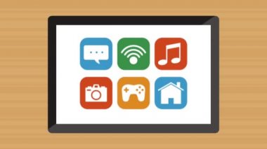 Tablet cihazın menü uygulamaları ile