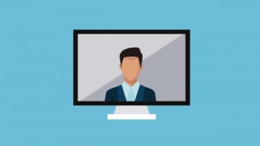 monitör bilgisayar işadamı ile