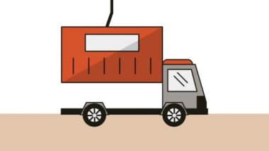 Konteyner teslim hizmeti animasyon ile kamyon