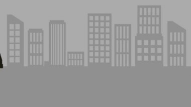 Cityscape kamyon teslimat hizmeti animasyon ile