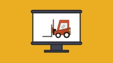 forklift teslimat hizmeti animasyon ile bilgisayar