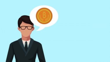 bitcoin e-ticaret animasyon ile işadamı