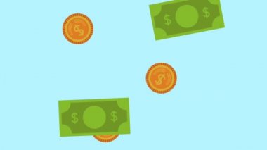faturaları ve sikkeler para animasyon yağmur