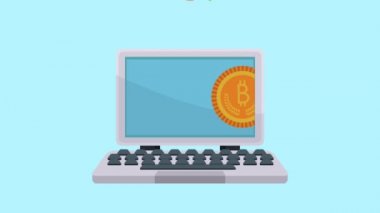 bitcoin e-ticaret animasyon ile dizüstü bilgisayar