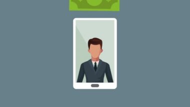 işadamı yağmur para animasyon ile Smartphone