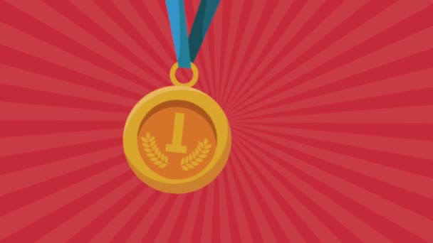 Medalha de ouro primeiro lugar animação — Vídeo de Stock